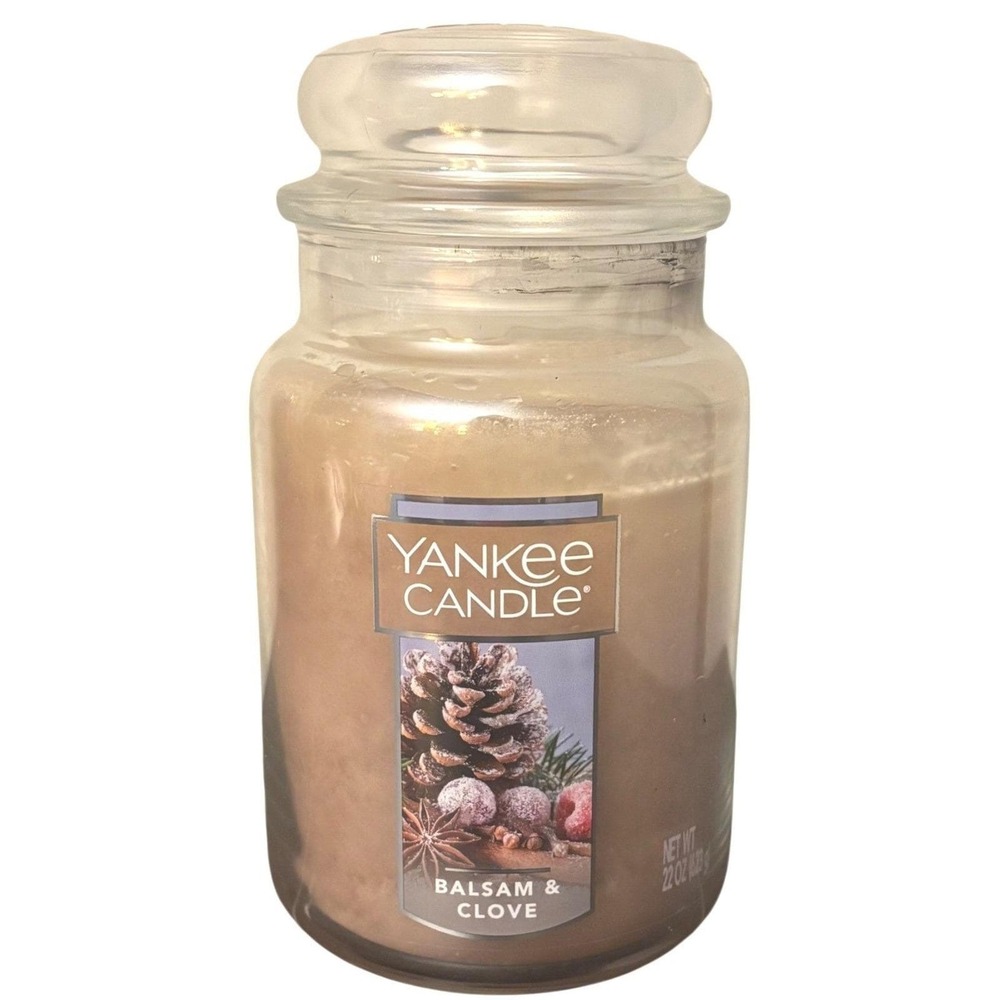 Yankee Candle | Balsam &‎ Clove | Large Jar Candle 22oz Brown Single Wick | USED